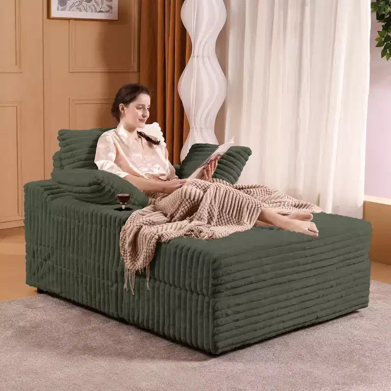 56 Pouf de canapé surdimensionné avec ottoman de rangement, canapé-lit confortable en velours côtelé, canapé-lit rembourré pour salon, salle de cinéma, chambre à coucher