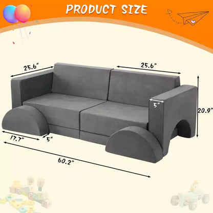 Canapé de jeu, canapé pour enfant modulaire 8 pièces, canapé convertible pour enfants avec housse amovible pour salle de jeux ou chambre d'enfant