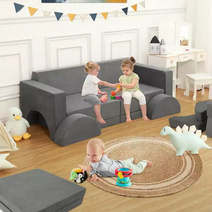 Canapé de jeu, canapé pour enfant modulaire 8 pièces, canapé convertible pour enfants avec housse amovible pour salle de jeux ou chambre d'enfant