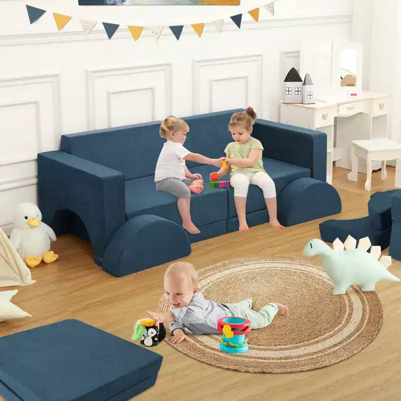 Canapé de jeu, canapé pour enfant modulaire 8 pièces, canapé convertible pour enfants avec housse amovible pour salle de jeux ou chambre d'enfant
