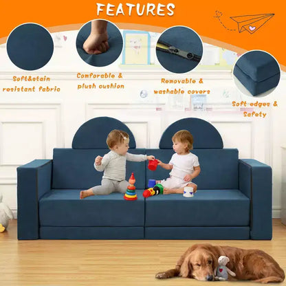 Canapé de jeu, canapé pour enfant modulaire 8 pièces, canapé convertible pour enfants avec housse amovible pour salle de jeux ou chambre d'enfant