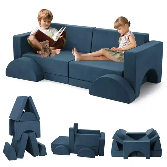 Play Couch, 8 PCS Toddler Couch Modular Kids Play Couch Sofa for Playroom Nursery, Kids Convertible Sofa with Removable Cover