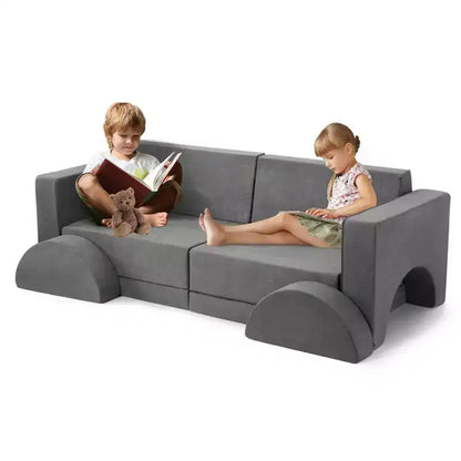 Canapé de jeu, canapé pour enfant modulaire 8 pièces, canapé convertible pour enfants avec housse amovible pour salle de jeux ou chambre d'enfant