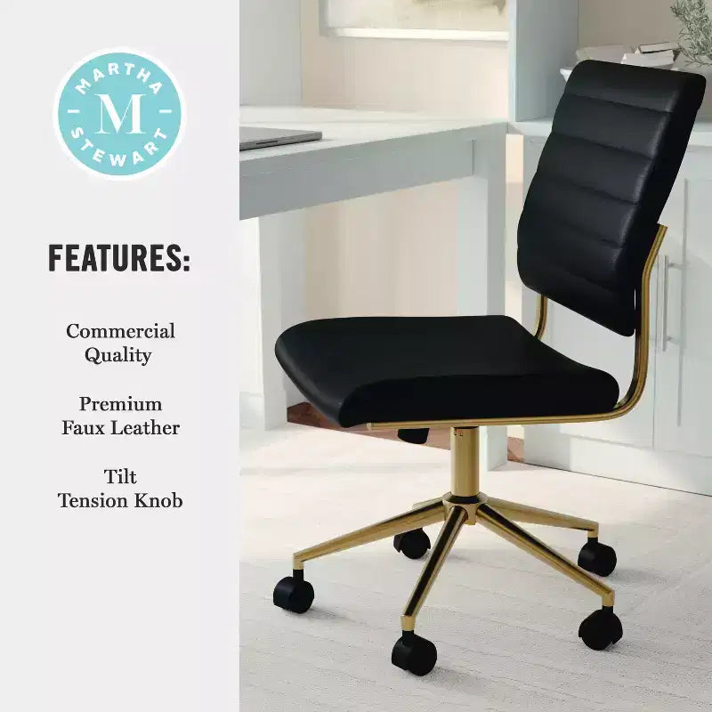 Chaise de bureau Martha Stewart Ivy en tissu