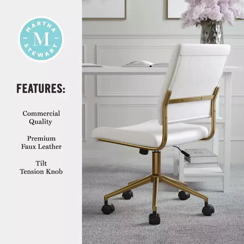 Chaise de bureau Martha Stewart Ivy en tissu