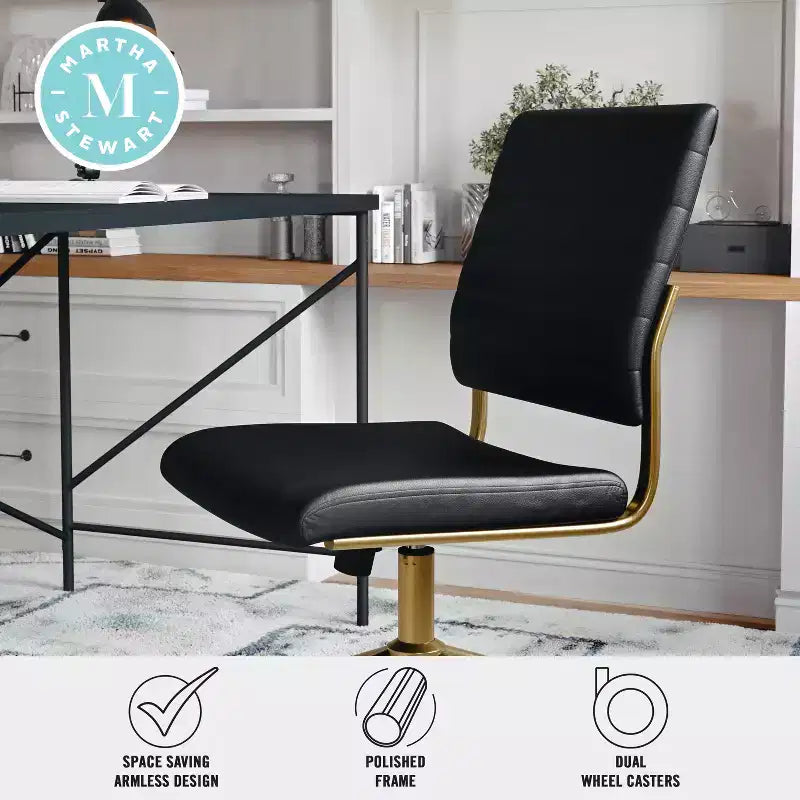 Chaise de bureau Martha Stewart Ivy en tissu
