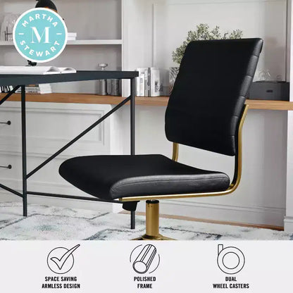 Chaise de bureau Martha Stewart Ivy en tissu