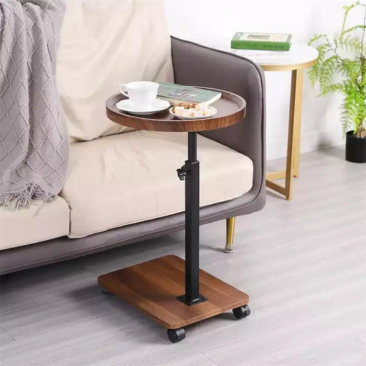 Table d'appoint réglable - Cachpib réglable en hauteur (45-80 cm) en bois avec roulettes/freins, rotative à 360° pour salon/canapé/lit