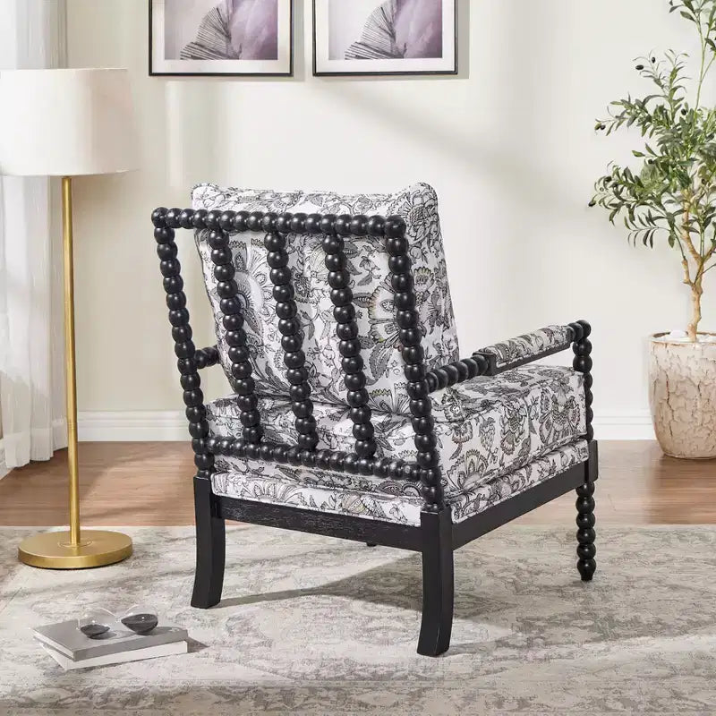 Chaise d'appoint à bobine rembourrée Roundhill Furniture Belvoir avec cadre en bois tourné