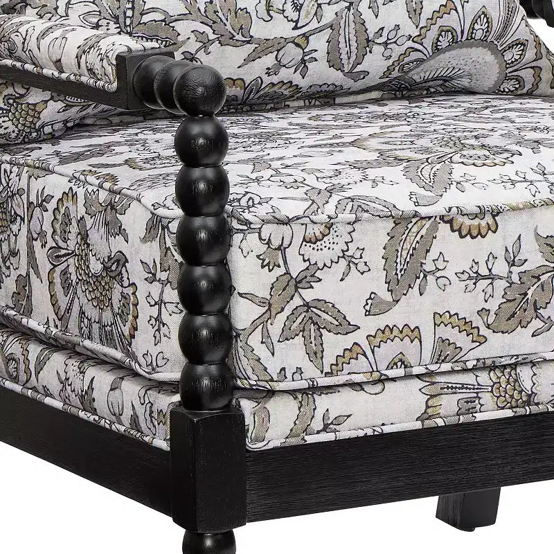 Chaise d'appoint à bobine rembourrée Roundhill Furniture Belvoir avec cadre en bois tourné