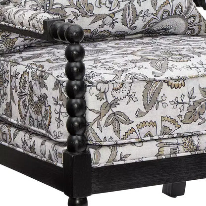 Chaise d'appoint à bobine rembourrée Roundhill Furniture Belvoir avec cadre en bois tourné