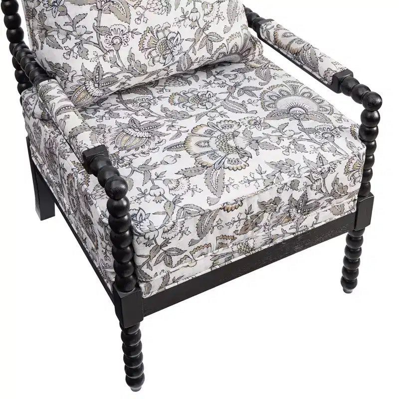 Chaise d'appoint à bobine rembourrée Roundhill Furniture Belvoir avec cadre en bois tourné