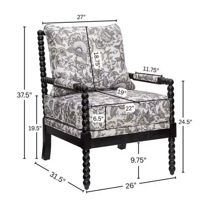 Chaise d'appoint à bobine rembourrée Roundhill Furniture Belvoir avec cadre en bois tourné