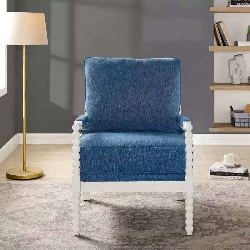 Chaise d'appoint à bobine rembourrée Roundhill Furniture Belvoir avec cadre en bois tourné