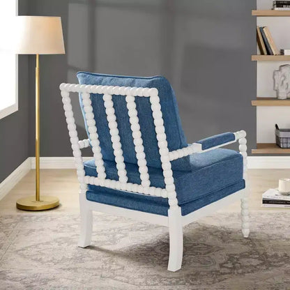 Chaise d'appoint à bobine rembourrée Roundhill Furniture Belvoir avec cadre en bois tourné