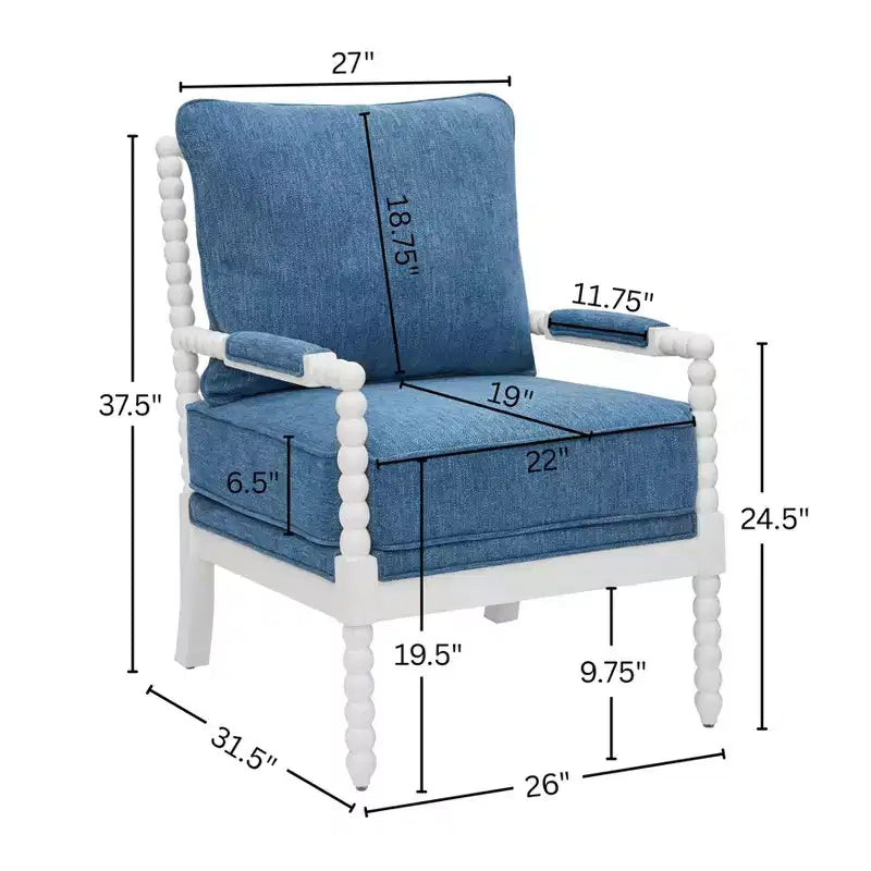 Chaise d'appoint à bobine rembourrée Roundhill Furniture Belvoir avec cadre en bois tourné