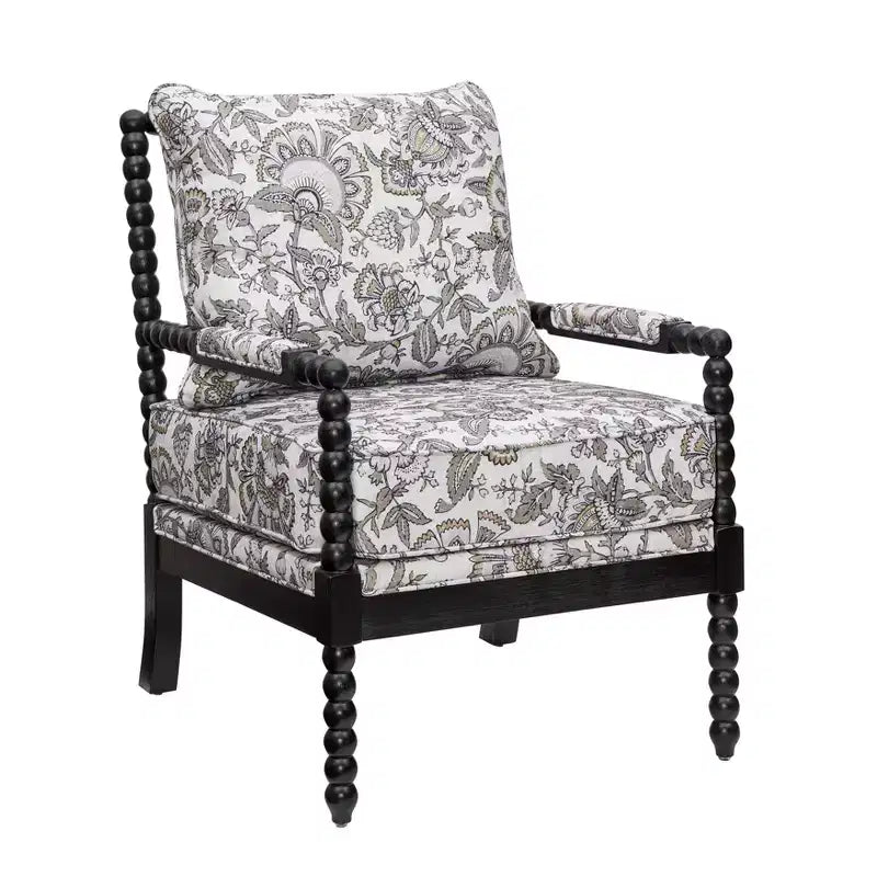 Chaise d'appoint à bobine rembourrée Roundhill Furniture Belvoir avec cadre en bois tourné