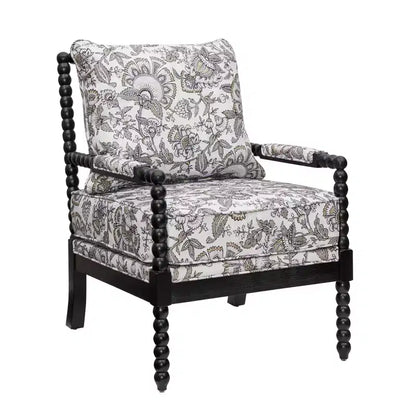 Chaise d'appoint à bobine rembourrée Roundhill Furniture Belvoir avec cadre en bois tourné