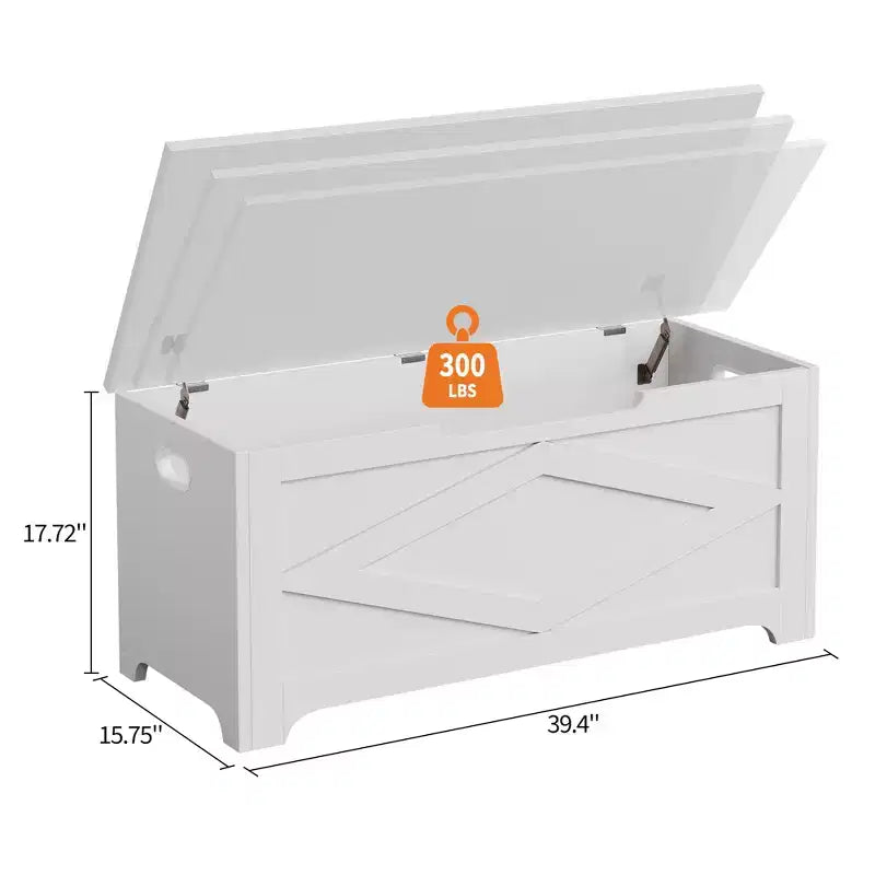 39.4 Coffre de Rangement, Coffre à Jouets avec 2 Charnières de Sécurité, Banc de Rangement, Banc à Chaussures, Supporte 136 kg, pour Salon, Entrée