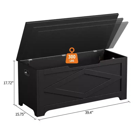39.4 Coffre de Rangement, Coffre à Jouets avec 2 Charnières de Sécurité, Banc de Rangement, Banc à Chaussures, Supporte 136 kg, pour Salon, Entrée