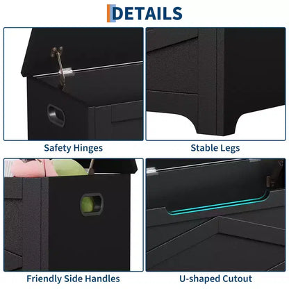 39.4 Coffre de Rangement, Coffre à Jouets avec 2 Charnières de Sécurité, Banc de Rangement, Banc à Chaussures, Supporte 136 kg, pour Salon, Entrée