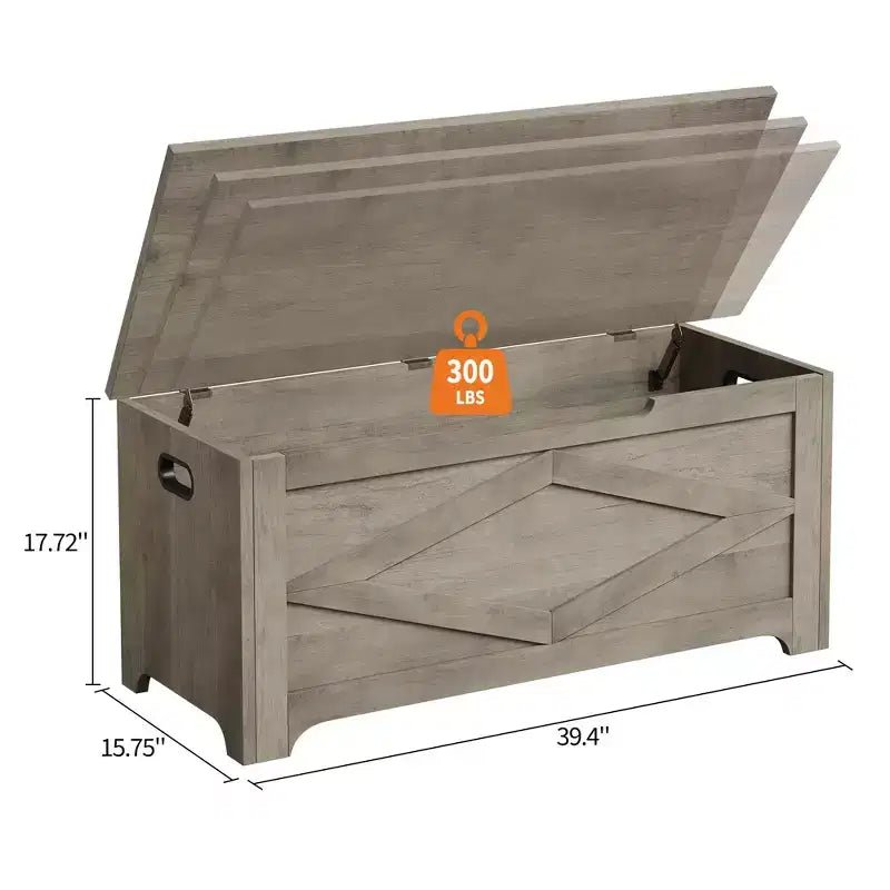 39.4 Coffre de Rangement, Coffre à Jouets avec 2 Charnières de Sécurité, Banc de Rangement, Banc à Chaussures, Supporte 136 kg, pour Salon, Entrée