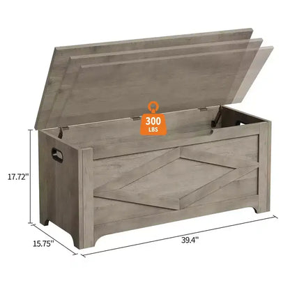 39.4 Coffre de Rangement, Coffre à Jouets avec 2 Charnières de Sécurité, Banc de Rangement, Banc à Chaussures, Supporte 136 kg, pour Salon, Entrée