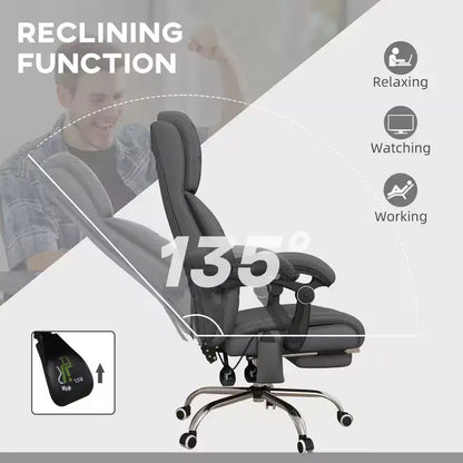 Fauteuil de bureau de direction Okak avec 4 vibrations et chaleur, fauteuil croisé avec hauteur réglable, fauteuil pivotant à 360° pour la maison, le bureau, gris
