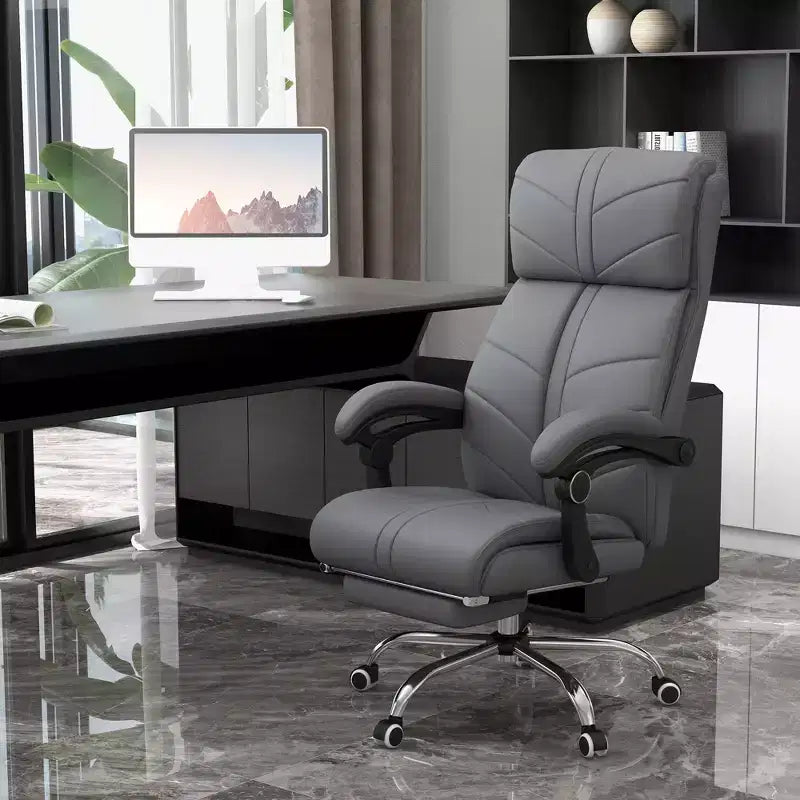 Fauteuil de bureau de direction Okak avec 4 vibrations et chaleur, fauteuil croisé avec hauteur réglable, fauteuil pivotant à 360° pour la maison, le bureau, gris