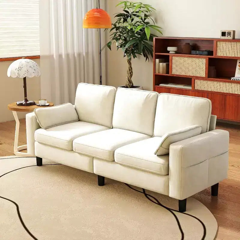 Kinsuite 3-Seater Sofa Chair - 78 Modern Accent Chairs with Arms & Cushions, Beige