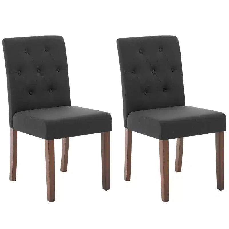2 chaises de salle à manger capitonnées avec pieds en bois et sièges rembourrés, en tissu rembourré pour meubles de salon et de cuisine