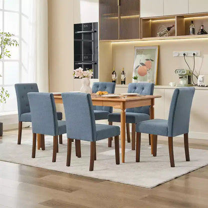 2 chaises de salle à manger capitonnées avec pieds en bois et sièges rembourrés, en tissu rembourré pour meubles de salon et de cuisine