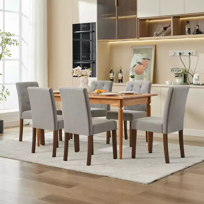 2 chaises de salle à manger capitonnées avec pieds en bois et sièges rembourrés, en tissu rembourré pour meubles de salon et de cuisine