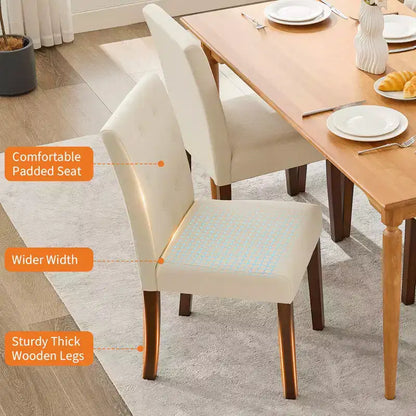 2 chaises de salle à manger capitonnées avec pieds en bois et sièges rembourrés, en tissu rembourré pour meubles de salon et de cuisine