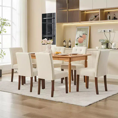 2 chaises de salle à manger capitonnées avec pieds en bois et sièges rembourrés, en tissu rembourré pour meubles de salon et de cuisine