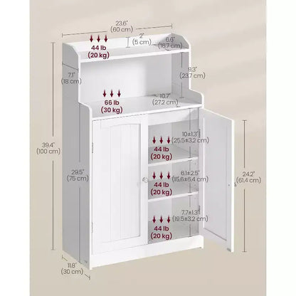 Dcolora Meuble de rangement pour salle de bain, meuble bas de salle de bain avec 2 portes, 2 étagères réglables, 30 x 60 x 100 cm