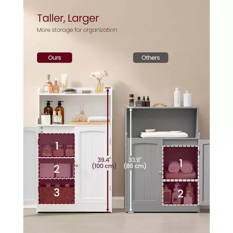 Dcolora Meuble de rangement pour salle de bain, meuble bas de salle de bain avec 2 portes, 2 étagères réglables, 30 x 60 x 100 cm