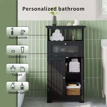 Meuble de salle de bain autoportant Dcolora avec tiroir en verre basculant