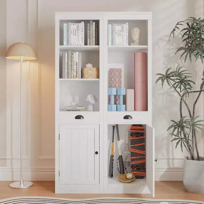 Bibliothèque de 71 po avec armoire, bibliothèque à 3 étagères et armoire de rangement, buffet, bibliothèque moderne pour salon, bureau