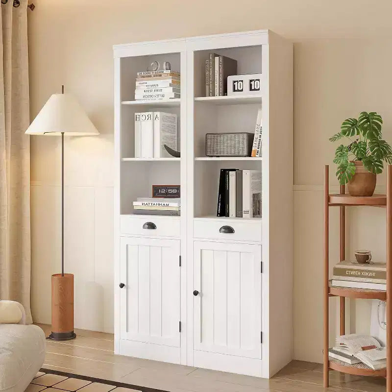 Bibliothèque de 71 po avec armoire, bibliothèque à 3 étagères et armoire de rangement, buffet, bibliothèque moderne pour salon, bureau