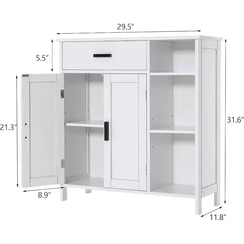 Meuble de salle de bain Dcolora, Armoire de rangement au sol avec portes et étagères, Meuble de bar à café avec tiroir