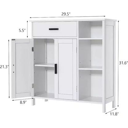 Meuble de salle de bain Dcolora, Armoire de rangement au sol avec portes et étagères, Meuble de bar à café avec tiroir