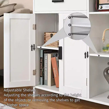 Meuble de salle de bain Dcolora, Armoire de rangement au sol avec portes et étagères, Meuble de bar à café avec tiroir