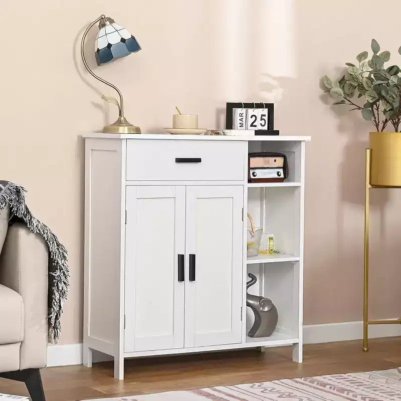 Meuble de salle de bain Dcolora, Armoire de rangement au sol avec portes et étagères, Meuble de bar à café avec tiroir
