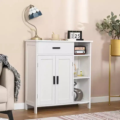 Meuble de salle de bain Dcolora, Armoire de rangement au sol avec portes et étagères, Meuble de bar à café avec tiroir