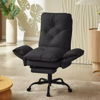 Chaise de bureau Bestier avec repose-pieds et accoudoirs relevables, chaise ergonomique à dossier haut avec poches latérales, chaise en cuir à pieds croisés avec roulettes