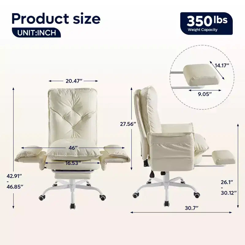 Chaise de bureau Bestier avec repose-pieds et accoudoirs relevables, chaise ergonomique à dossier haut avec poches latérales, chaise en cuir à pieds croisés avec roulettes