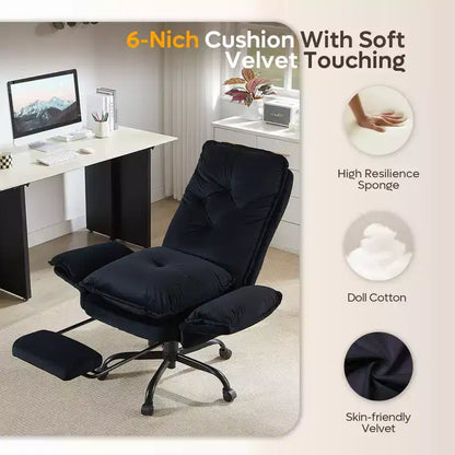 Chaise de bureau Bestier avec repose-pieds et accoudoirs relevables, chaise ergonomique à dossier haut avec poches latérales, chaise en cuir à pieds croisés avec roulettes