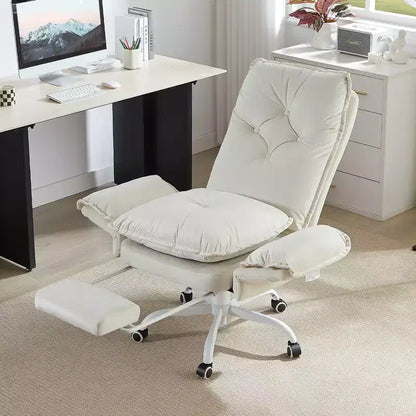 Chaise de bureau Bestier avec repose-pieds et accoudoirs relevables, chaise ergonomique à dossier haut avec poches latérales, chaise en cuir à pieds croisés avec roulettes