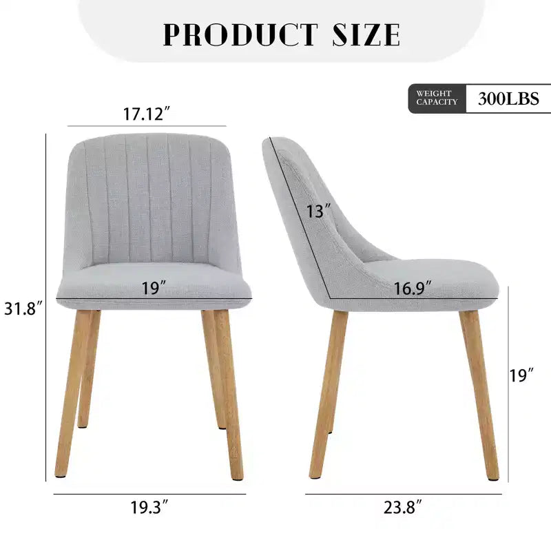 Lot de 2 chaises de salle à manger avec pieds en chêne, capacité de poids 136 kg pour salle à manger